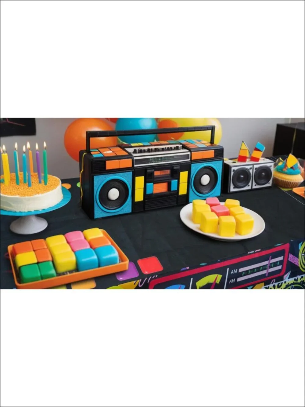 80s 90s Radio Theme Party Tablecloth Rectangular Polyester Table Cover